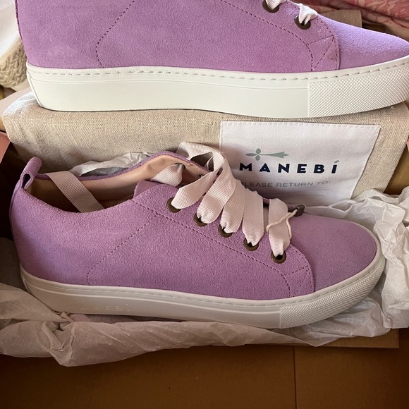 NIB Manebi sneakers in purple suede color called Lilac size 38 Euro US 8 - Picture 2 of 9